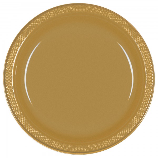 10In Plastic Plates - Gold